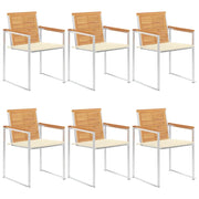 Sedie da Giardino con Cuscini 6 pz in Legno Massello di Teak cod mxl 24251