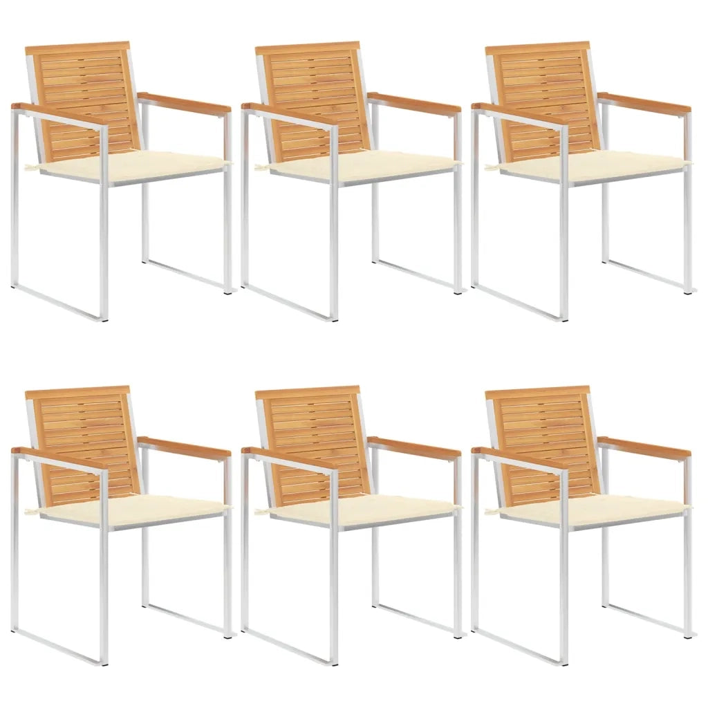 Sedie da Giardino con Cuscini 6 pz in Legno Massello di Teak cod mxl 24251