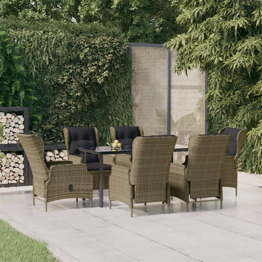 Set da Pranzo da Giardino 7 pz Marrone in Polyrattan cod mxl 43657