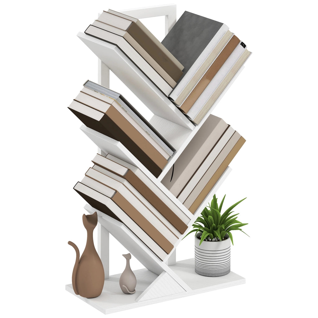 Libreria a Forma di Albero con 5 Ripiani ¨C zephmum ¨C Bianco 50x24x82 cm