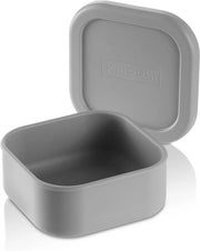Lunchbox per conserve alimentari in silicone con guaina di protezione, resistente al calore e al freddo, impermeabile, lavabile in lavastoviglie (grigio, piccola dimensione)