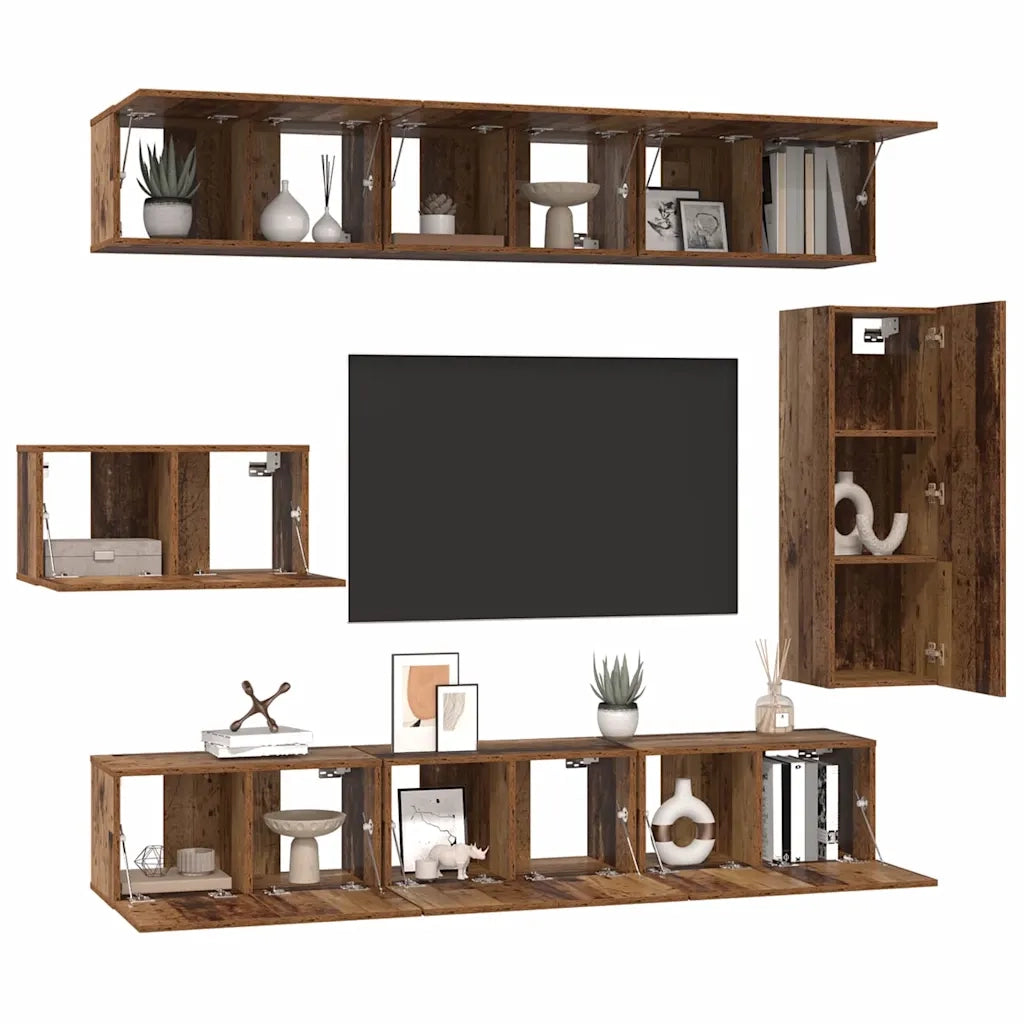 Set mobile TV 8 pcs Legno vecchio Legno multistrato 3393132