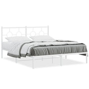 Letto matrimoniale | Letto per adulti | Giroletto con Testiera Metallo Bianco 160x200 cm