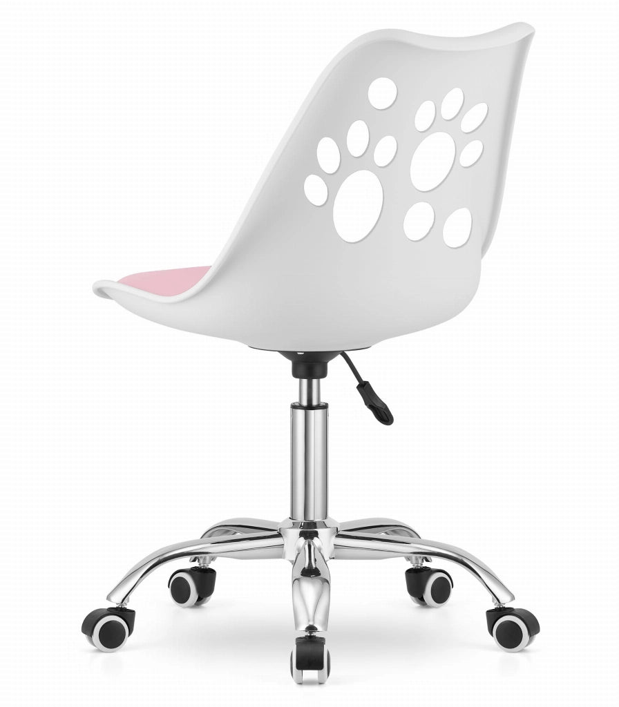 Sedia girevole ergonomica Valora PRINT bianca e rosa per la casa