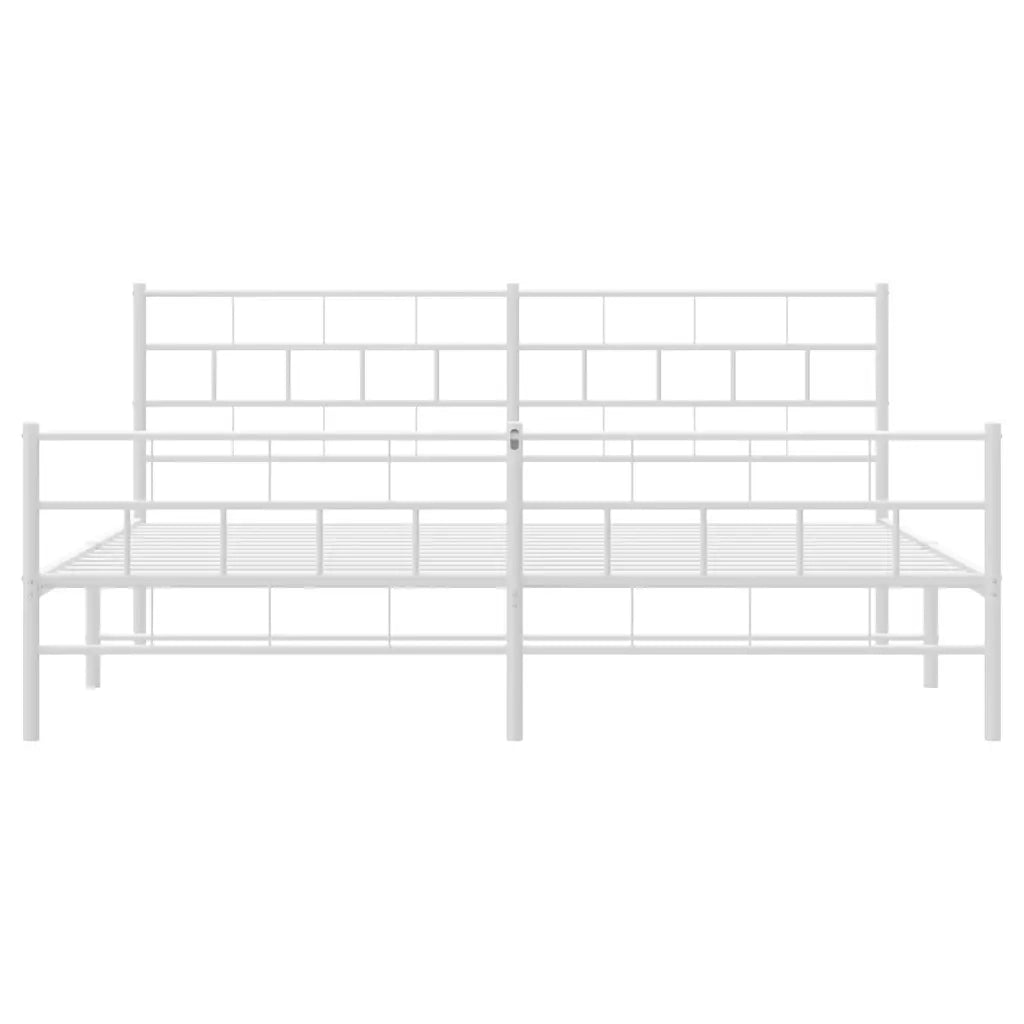 Giroletto con Testiera e Pediera Metallo Bianco 200x200 cm 355733