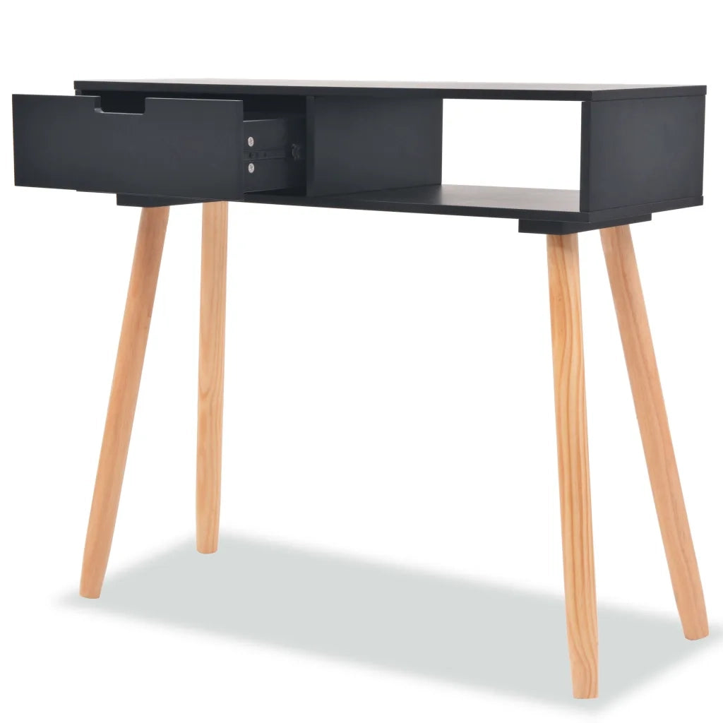 Tavolo Consolle in Legno di Pino Massello 80x30x72 cm Nero 244738