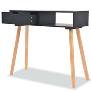 Tavolo Consolle in Legno di Pino Massello 80x30x72 cm Nero 244738