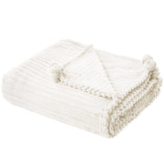 Morbido Plaid con Finitura a Coste e Bordi con nappe 150 x 200 cm Bianco