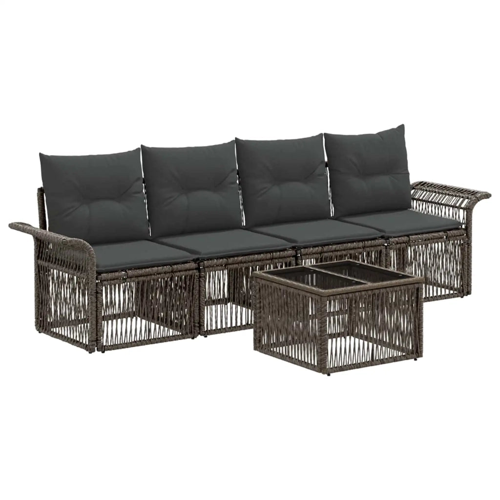 Set Divano da Giardino 5 pcs Grigio polyrattan 3434756