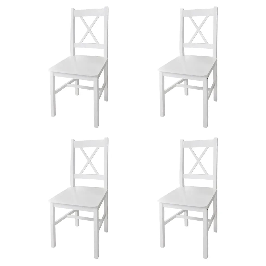 Sedie da Pranzo 4 pz Bianche in Legno di Pino