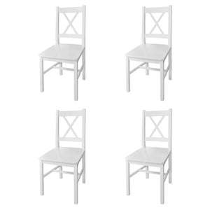 Sedie da Pranzo 4 pz Bianche in Legno di Pino