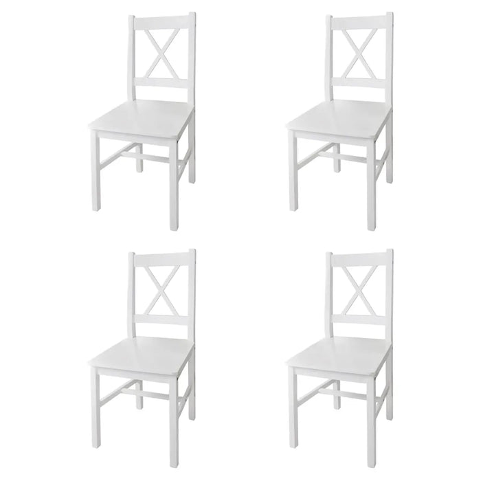 Sedie da Pranzo 4 pz Bianche in Legno di Pino