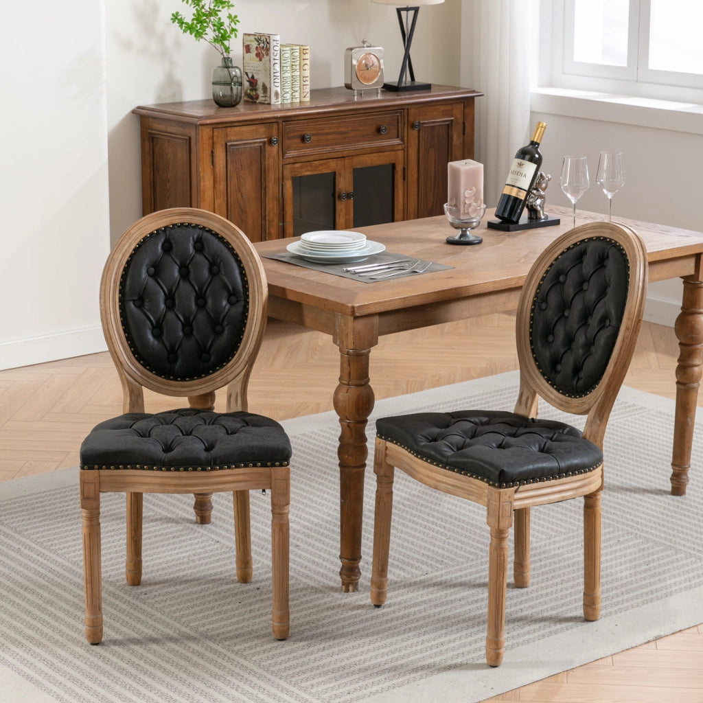 SEDIA Da pranzo Set da 2 pezzi Schienale ovale in PU Nero