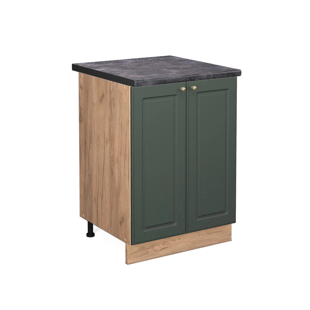 Mobiletto base cucina Fame-Line Verde-oro rustico/Rovere dorato 60 cm, PL Antracite Vicco