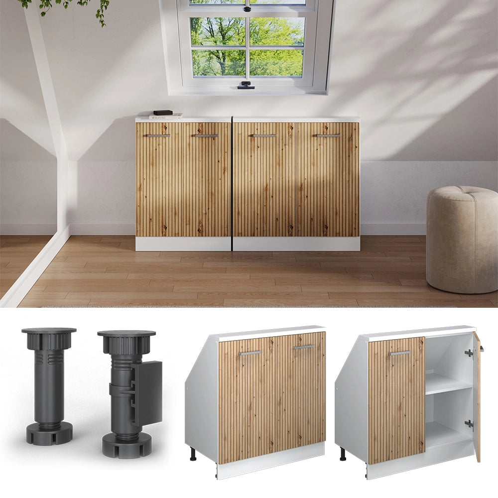 Mobile sottotetto Rion Rovere artigianale/Bianco con 2 porte Vicco