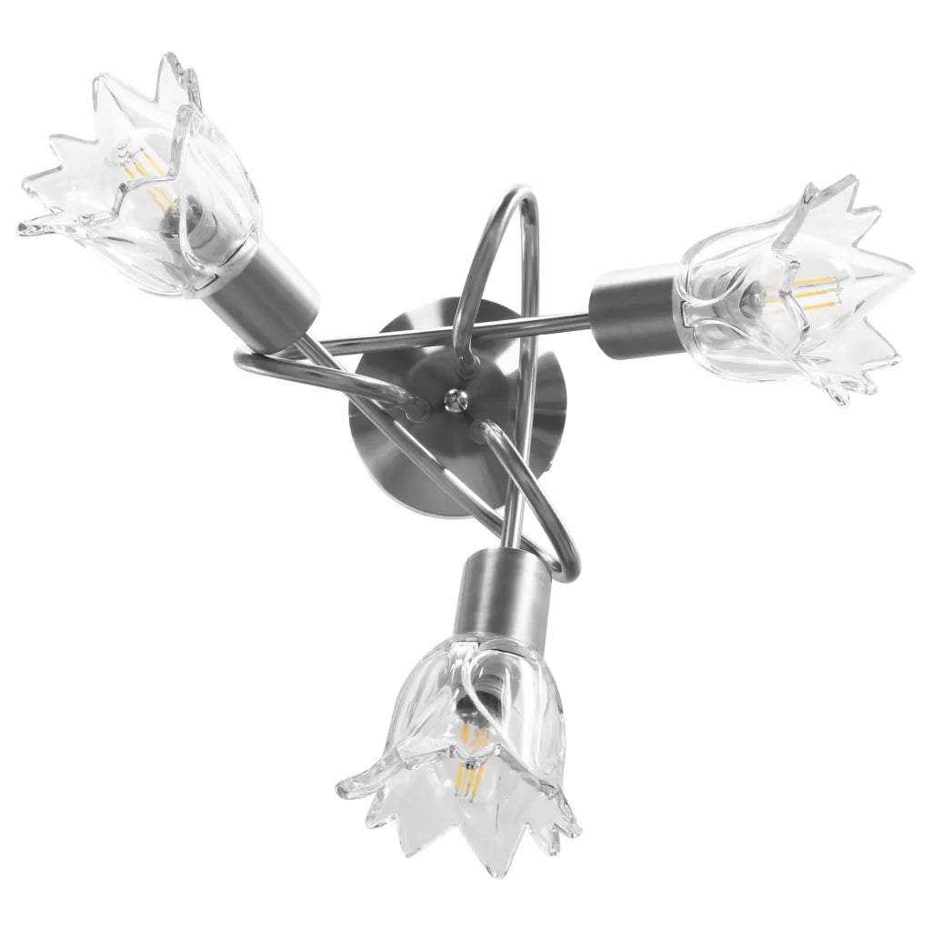 Lampadario con Paralumi in Vetro per 3 Lampadine E14 Tulipano 289227