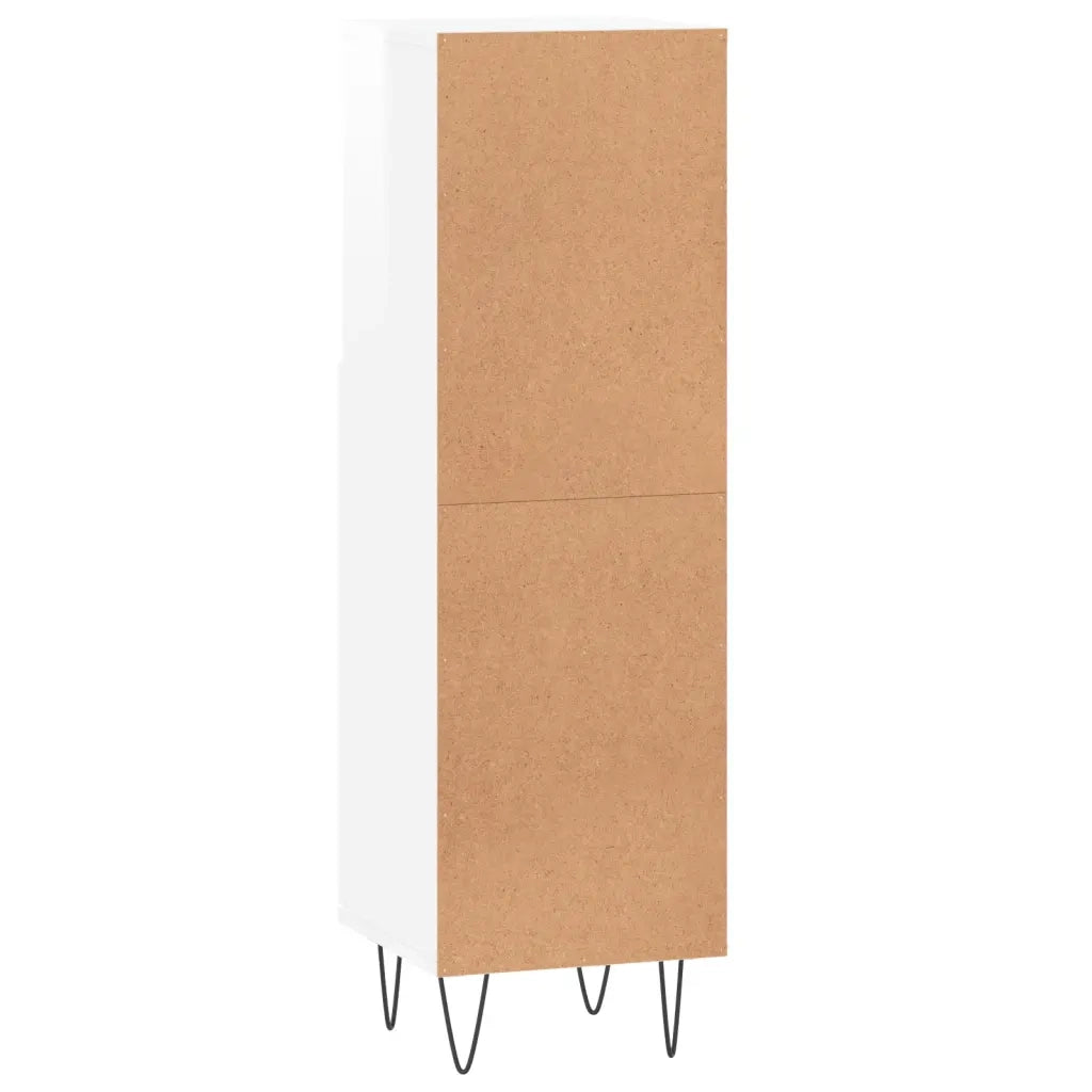 Armadietto Bagno Bianco Lucido 30x30x100cm in Legno Multistrato 831558