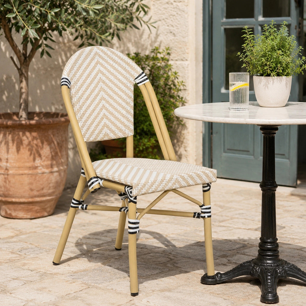 Poltrona in rotin sintetico crema, 46x57x88 cm