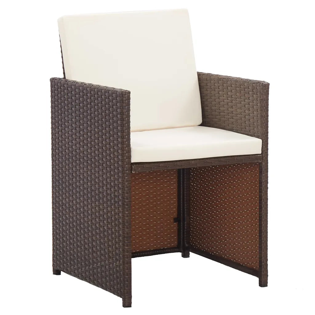 Set da Pranzo da Giardino 15 pz con Cuscini Polyrattan Marrone 46421