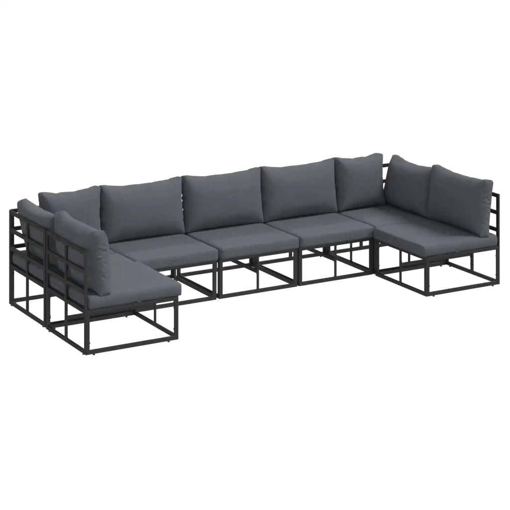 Set Divano da Giardino con cuscino 7 pcs Nero Alluminio 3378850