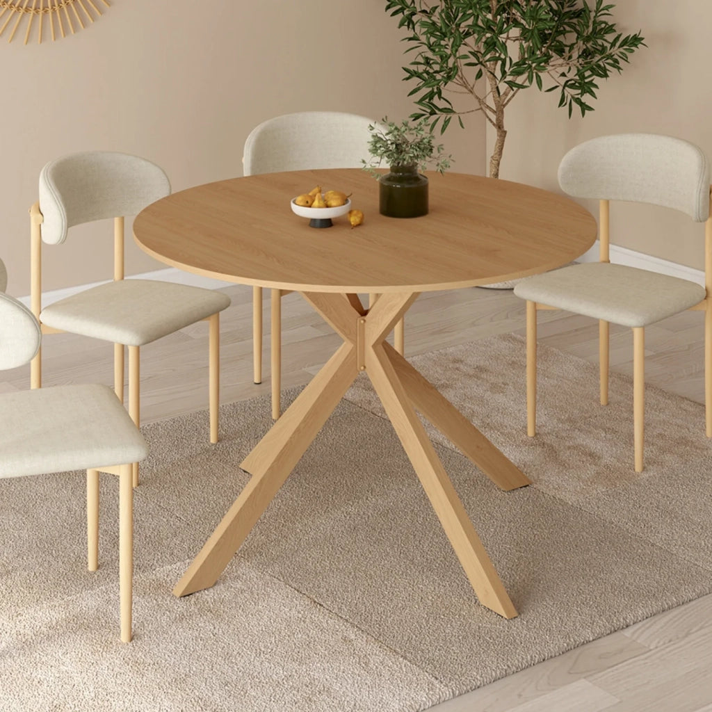 IDMarket - ALIX Tavolo da pranzo rotondo allungabile per 4-8 persone con gamba a ragno effetto faggio 110-150 cm