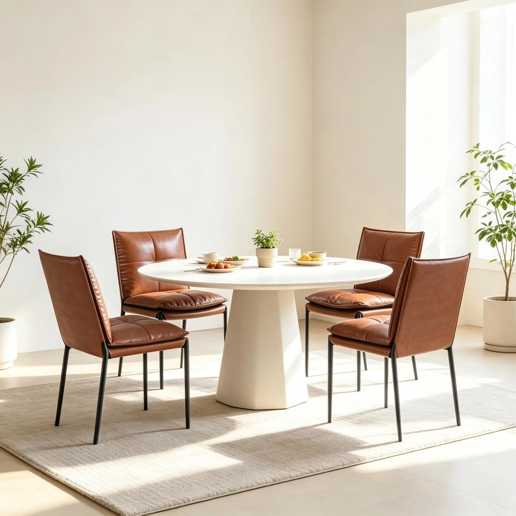 SEDIA da pranzo imbottita Set da 4 pezzi 48x55x87 cm Marrone/Nero