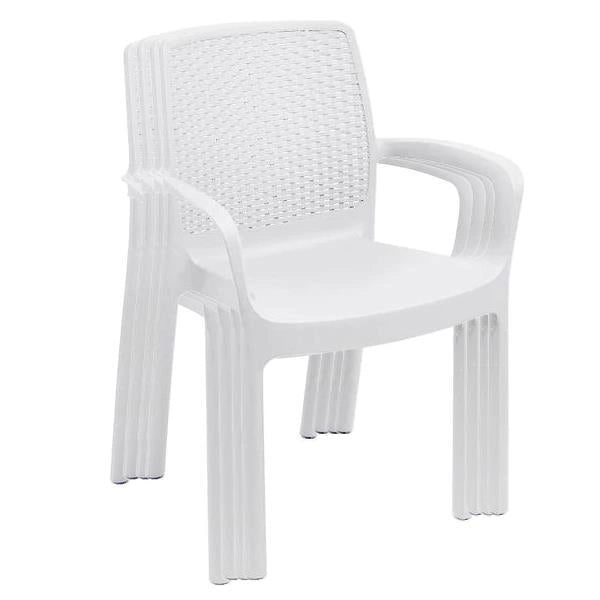 SET 4 PZ POLTRONA REGINA DA ESTERNO IN RESINA IN COLORE BIANCO