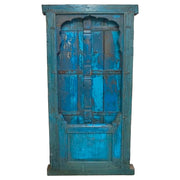Finestra in legno con finitura artigianale blu, 81x10x166h cm