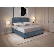 Letto imbottito Matrimoniale 160x190 cm Soft - Contenitore,Microfibra,Blu