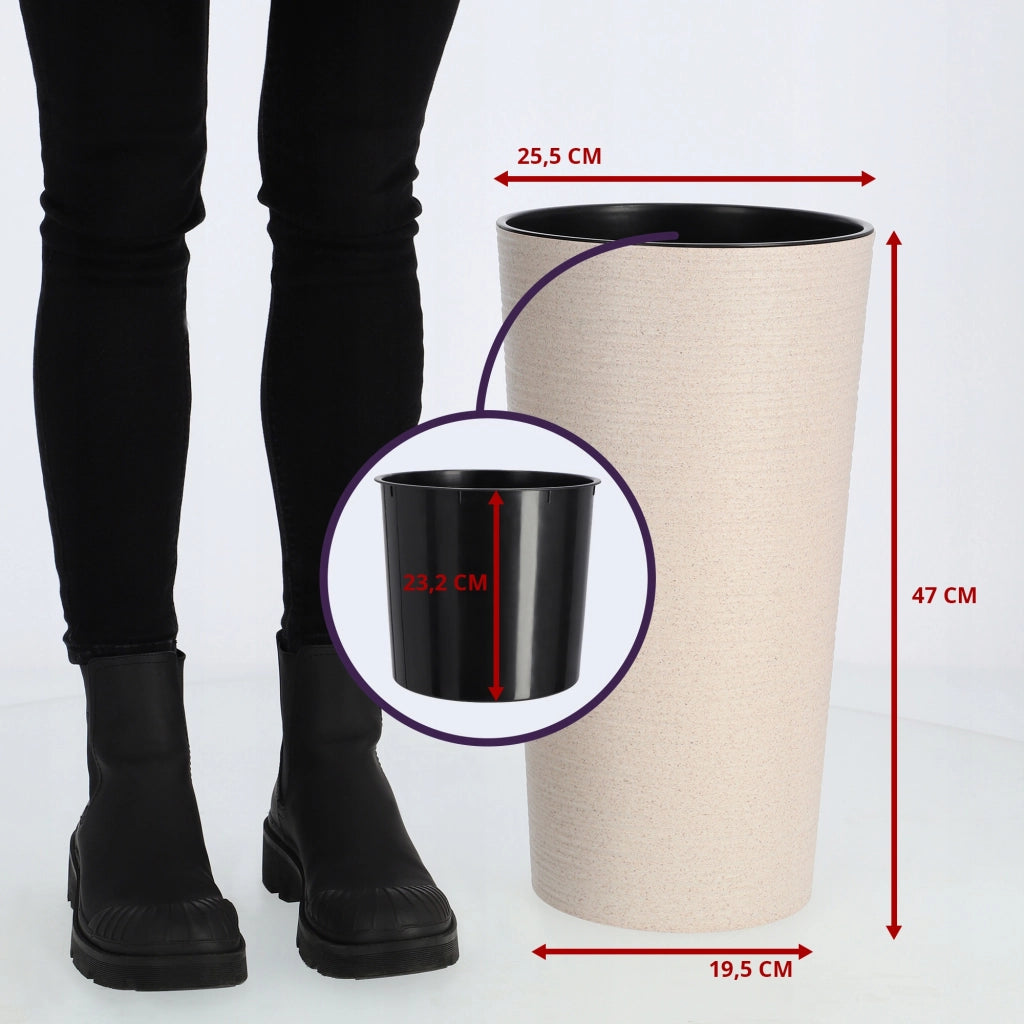 Vaso da fiori KADAX, coprivaso, alto, 47 cm, con inserto, per soggiorno, beige