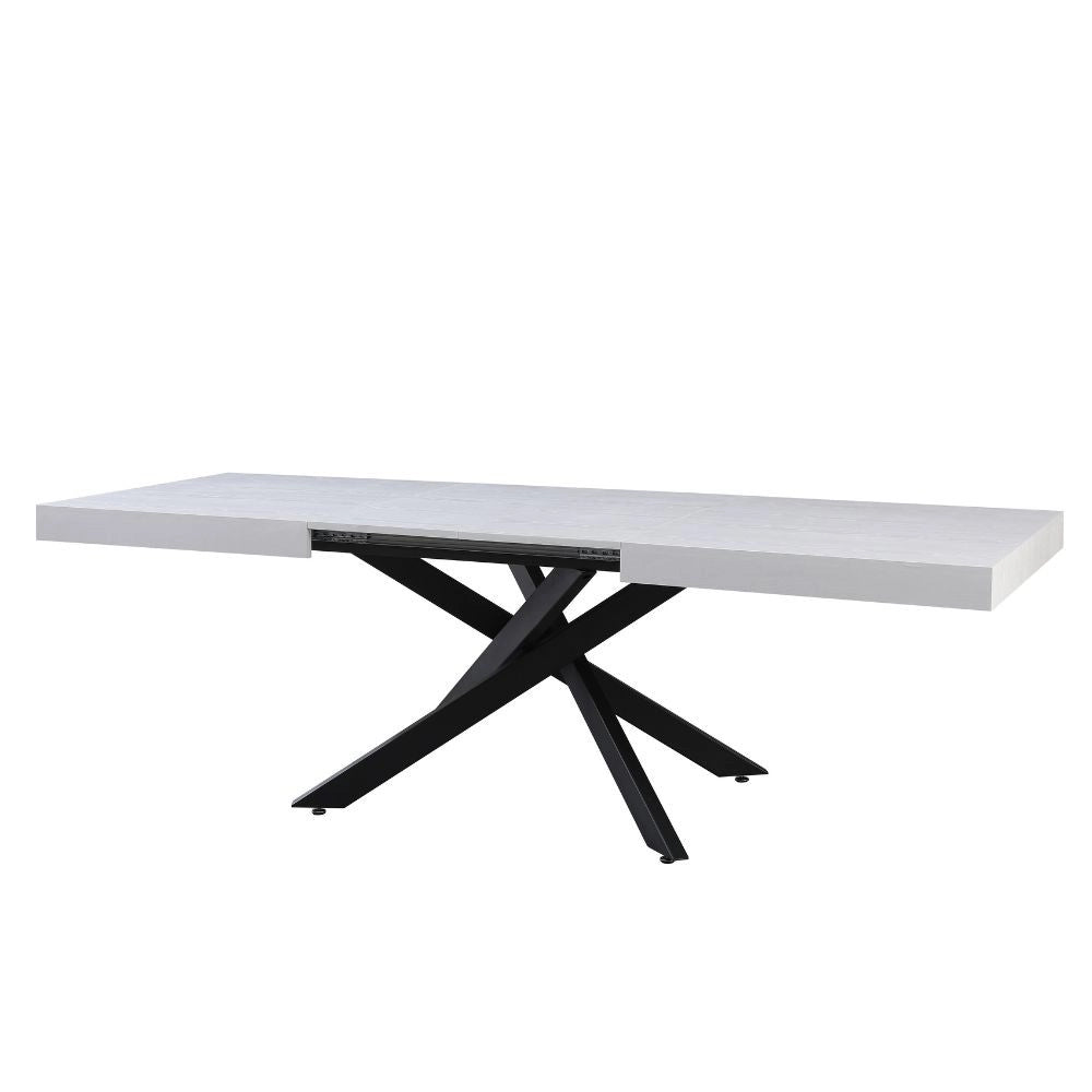 Tavolo rettangolare allungabile Belinda piano bianco e base nera 160x90x75