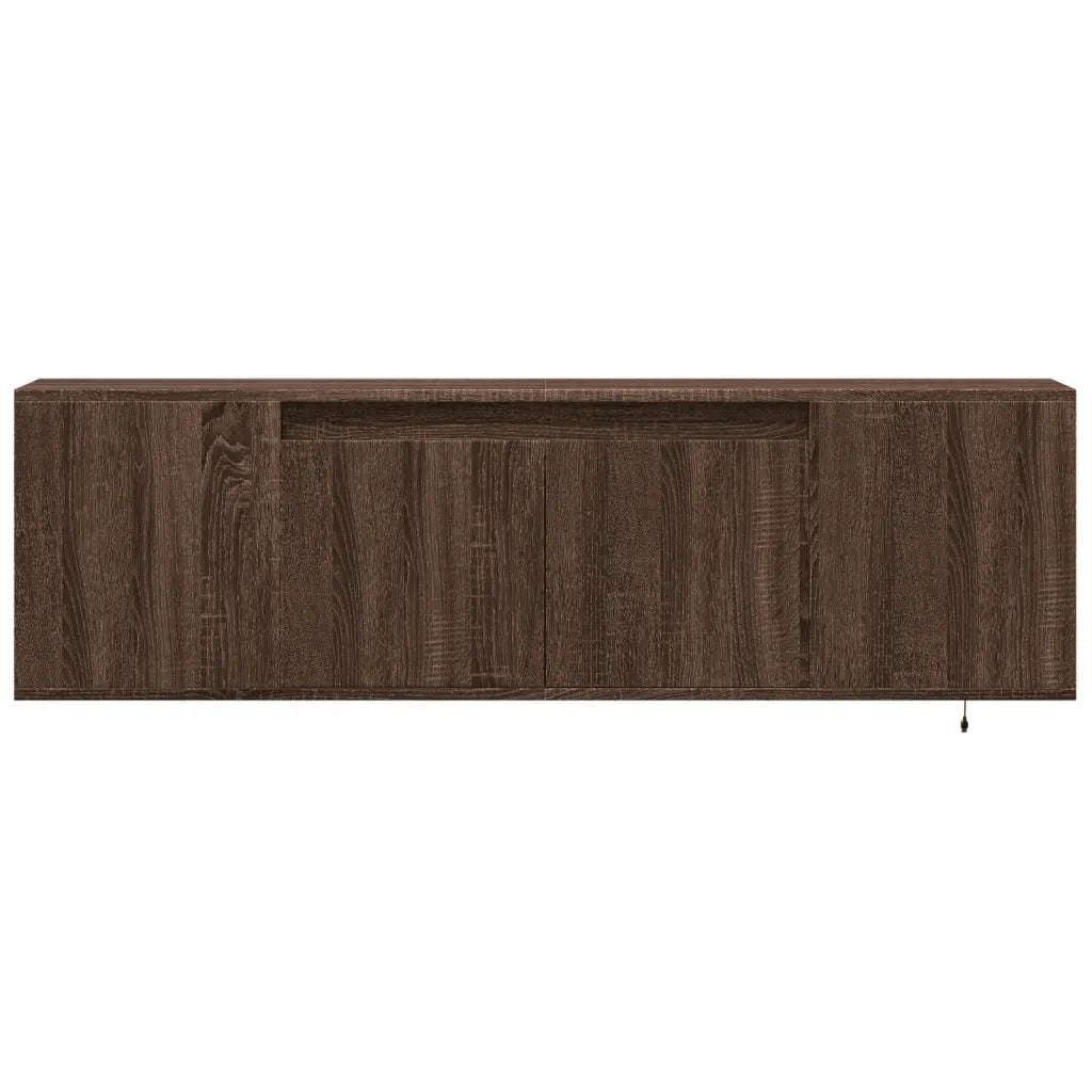 Mobile TV a Parete con Luci LED Rovere Marrone 135x31x39,5 cm 852389