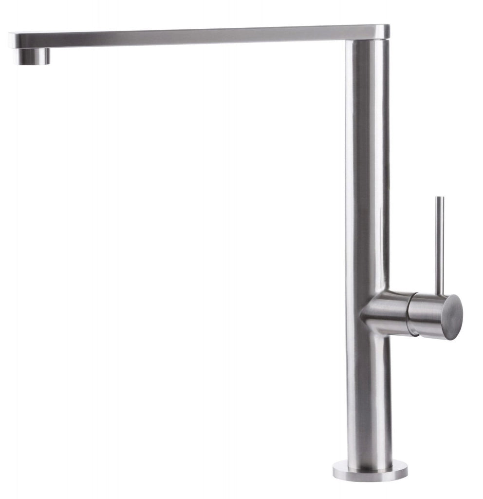 Rubinetto Cucina Miscelatore Monocomando Lavello Canna Piatta in Acciaio Inox River