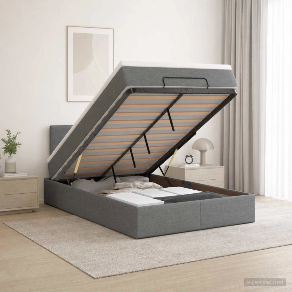 Letto Ottomano con Materasso e LED Grigio Scuro 120 x 200 cm 3456899