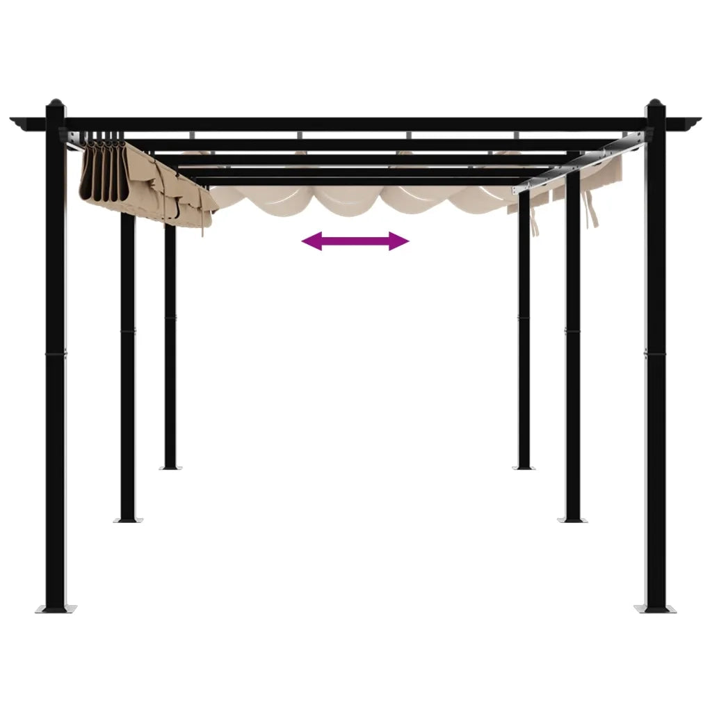 Gazebo da Giardino con Tetto Retrattile Tortora 3x6 m Alluminio