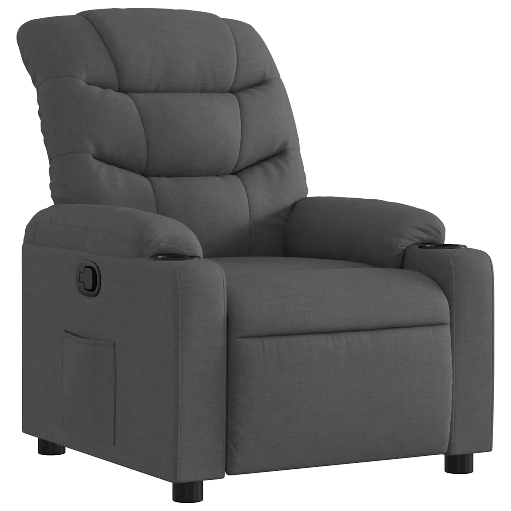 Poltrona | Sedia Relax Reclinabile in Tessuto Grigio Scuro