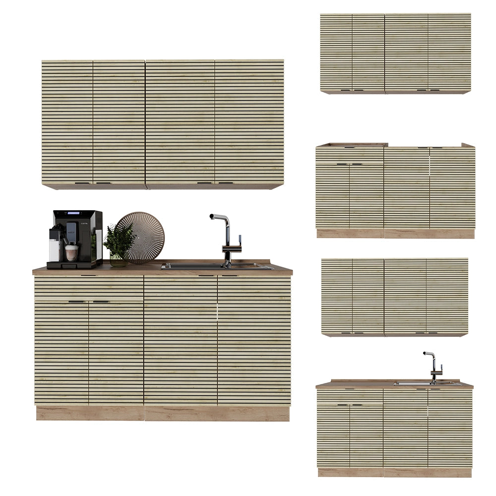 Cucina completa Fame-Line Pannello in quercia/Rovere dorato 140 cm, PL Antracite Vicco