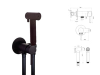 Set doccia idroscopino nero opaco in ottone con presa acqua e miscelatore