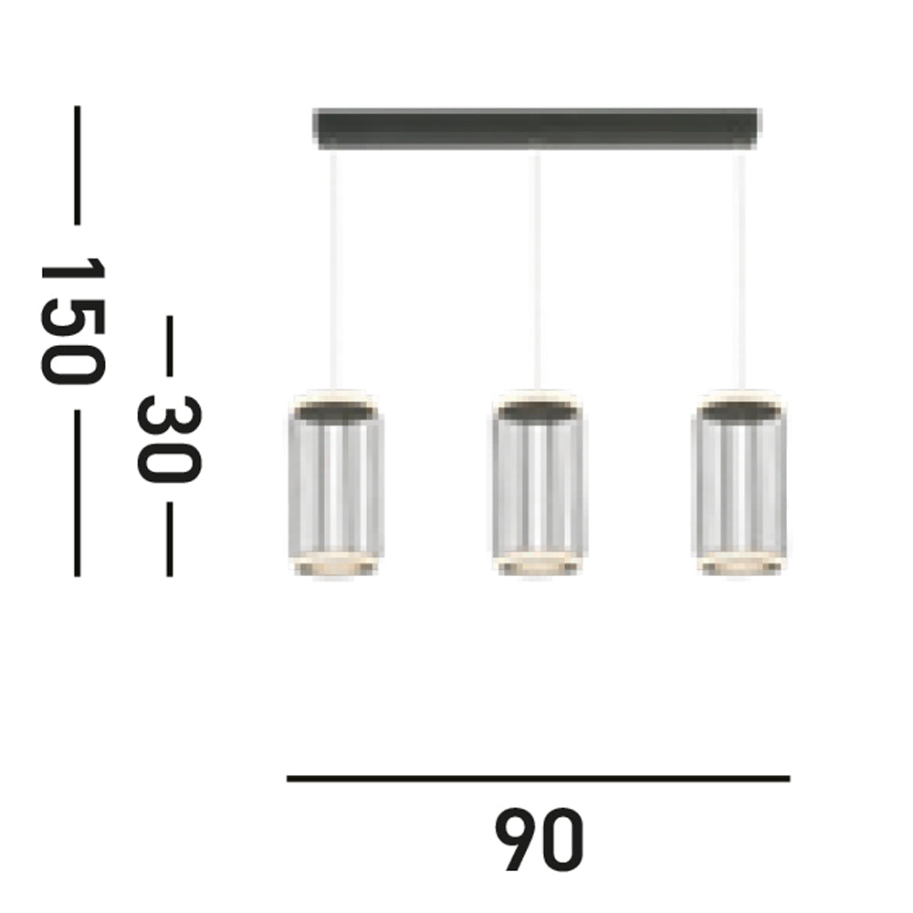 Lampadario Contemporaneo Circolo Alluminio Bianco Silicone Nero Led 35W 3000K