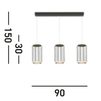 Lampadario Contemporaneo Circolo Alluminio Bianco Silicone Nero Led 35W 3000K