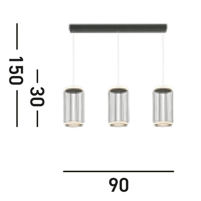 Lampadario Contemporaneo Circolo Alluminio Bianco Silicone Nero Led 35W 3000K