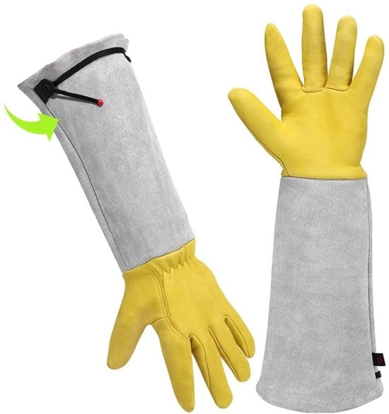 Manopole per giardinaggio unisex serie extra lunghe - resistenti a spine e tagli - pelle respirante - protezione perfetta fino al gomito