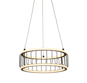 Lampadario Contemporaneo Circolo Alluminio Bianco Silicone Nero Led 40W 3000K