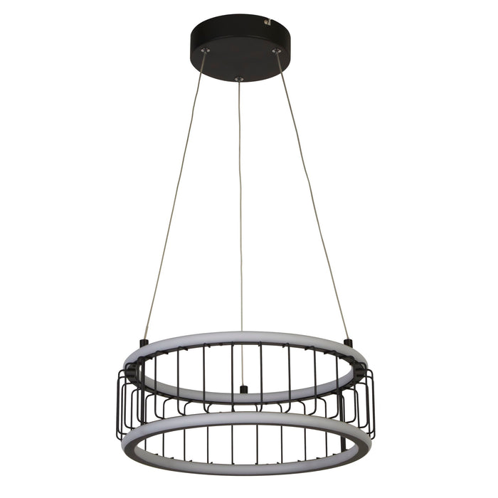 Lampadario Contemporaneo Circolo Alluminio Bianco Silicone Nero Led 40W 3000K