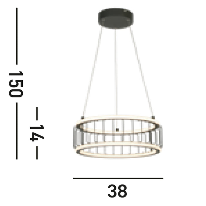 Lampadario Contemporaneo Circolo Alluminio Bianco Silicone Nero Led 40W 3000K