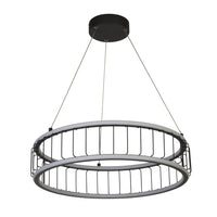 Lampadario Contemporaneo Circolo Acciaio Nero Alluminio Bianco Led 46,4W 3000K