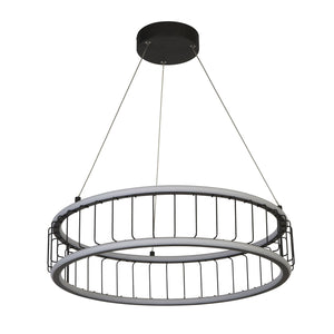 Lampadario Contemporaneo Circolo Acciaio Nero Alluminio Bianco Led 46,4W 3000K