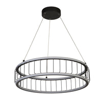 Lampadario Contemporaneo Circolo Acciaio Nero Alluminio Bianco Led 46,4W 3000K