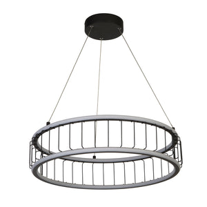 Lampadario Contemporaneo Circolo Acciaio Nero Alluminio Bianco Led 46,4W 3000K