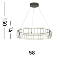 Lampadario Contemporaneo Circolo Acciaio Nero Alluminio Bianco Led 46,4W 3000K